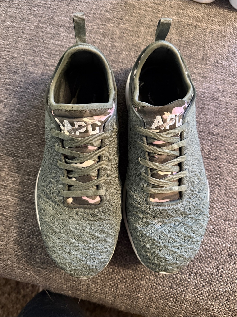 APL Women's Olive Knit Sneakers with Pink Camouflage Accents